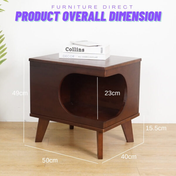 Full Solid Kerosene Wood Pet House Side Table-Natural - Image 3